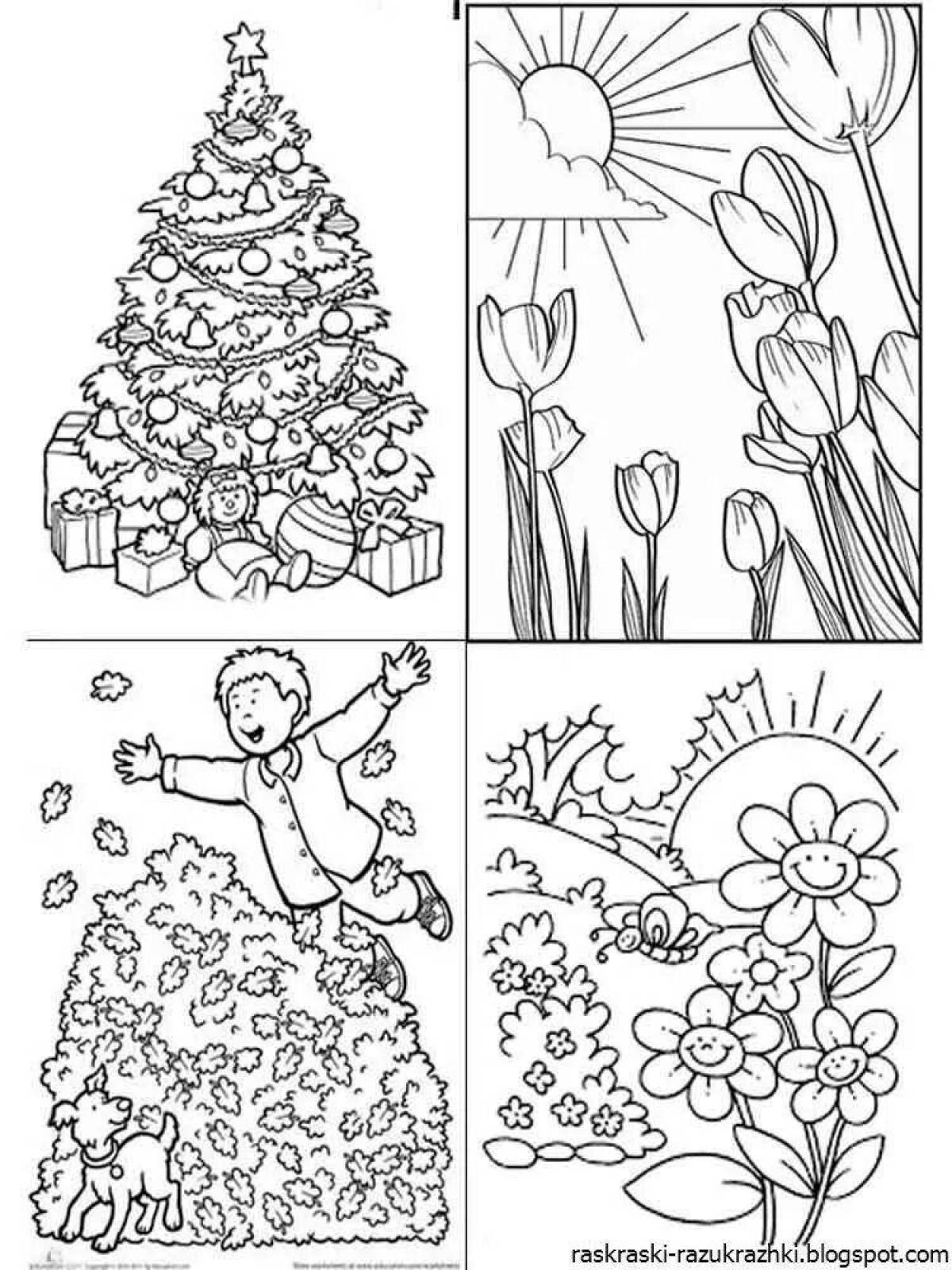 Exquisite spring coloring book for 6-7 year olds