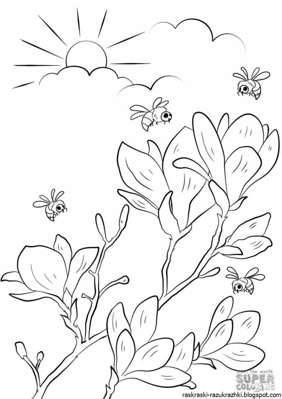 Inviting spring coloring for children 6-7 years old