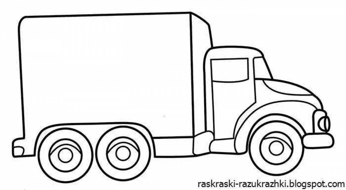 Удивительная страница раскраски грузовиков для детей 3-4 лет