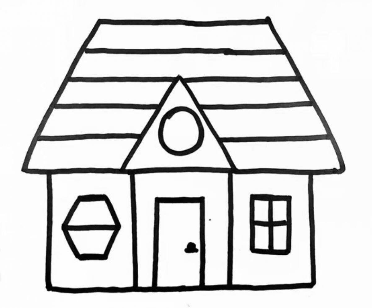 Раскраска «игривый домик» для детей 2-3 лет