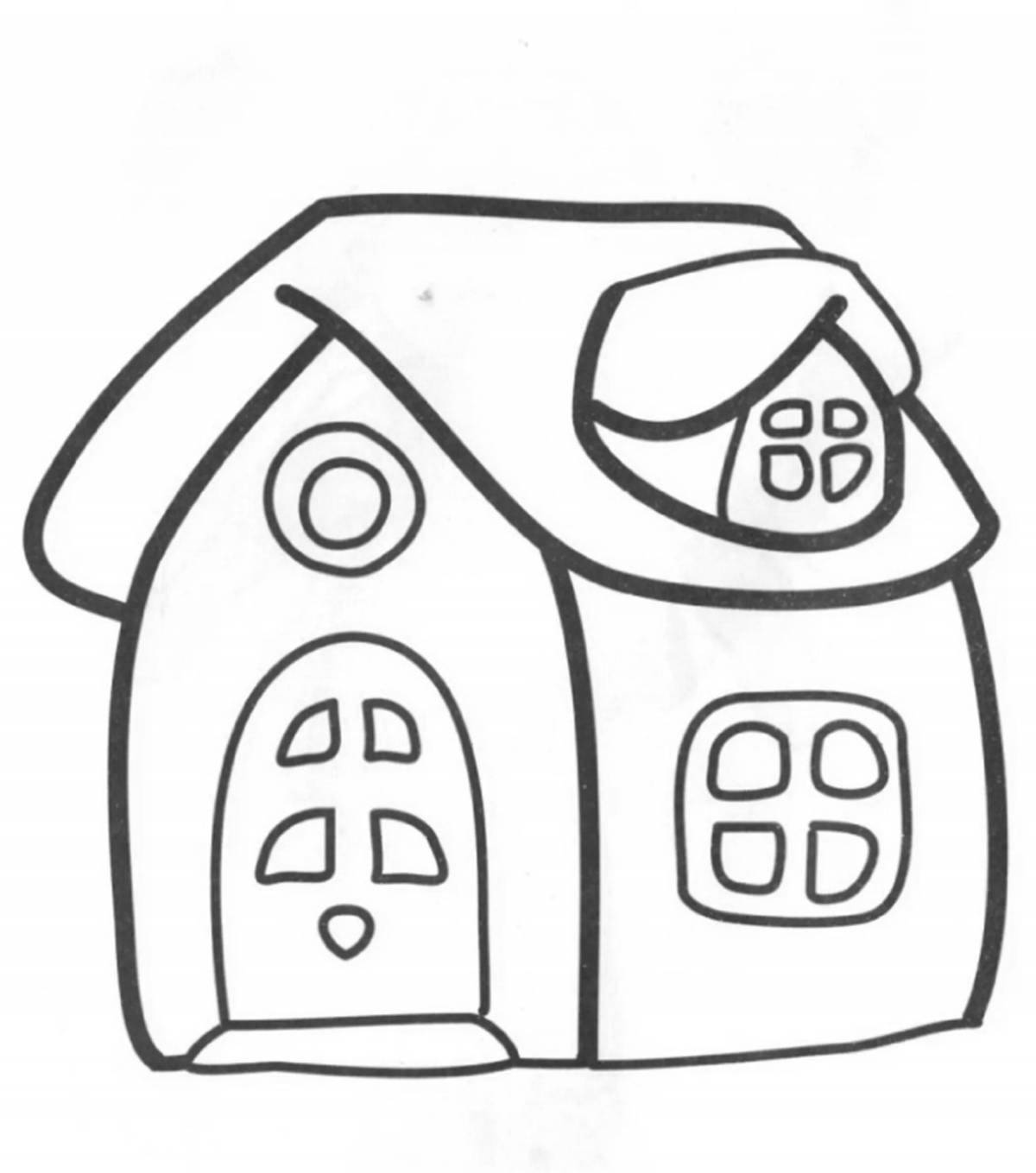 Coloring page nice house for children 2-3 years old