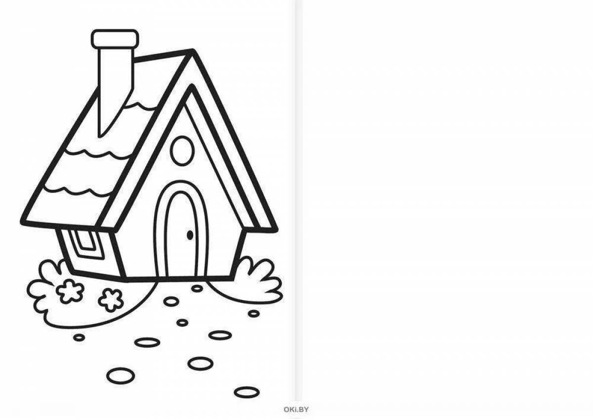 Coloring cute house for kids 2-3 years old
