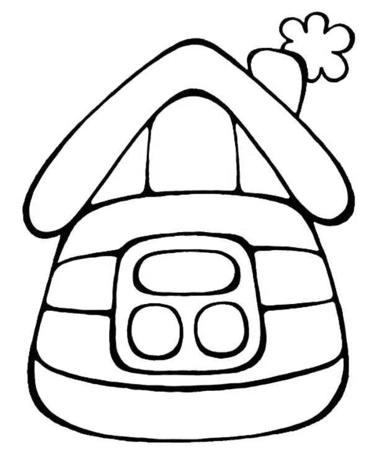 Coloring page cute house for kids 2-3 years old