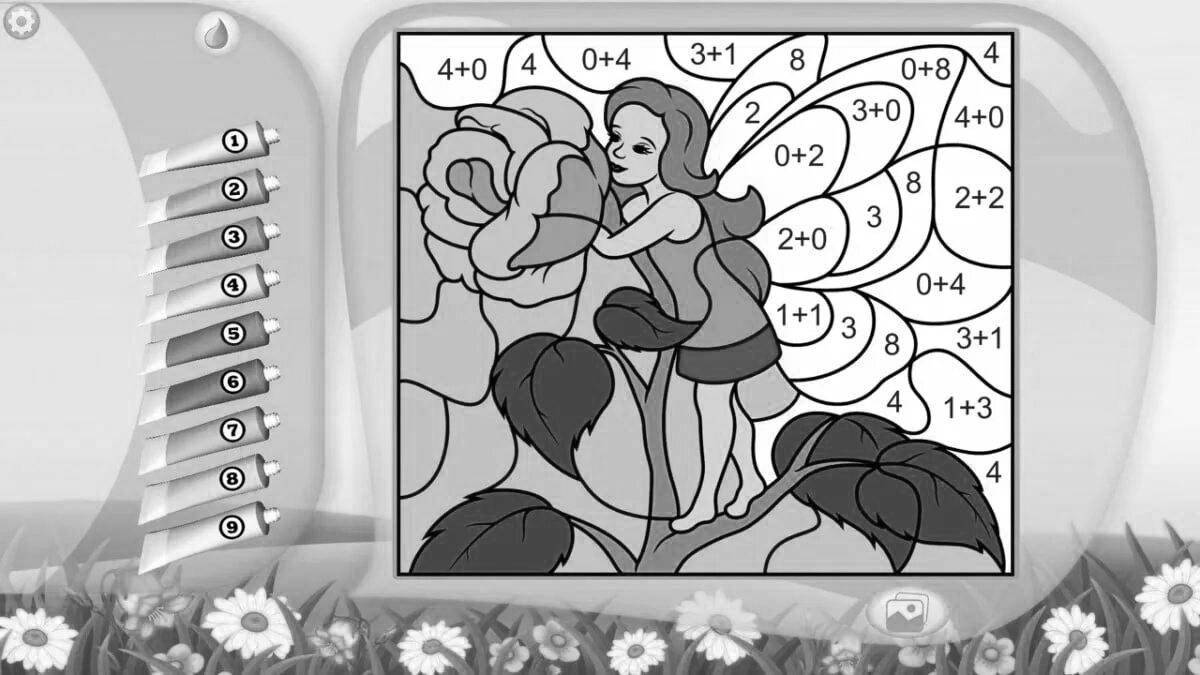 Colorful number game coloring page