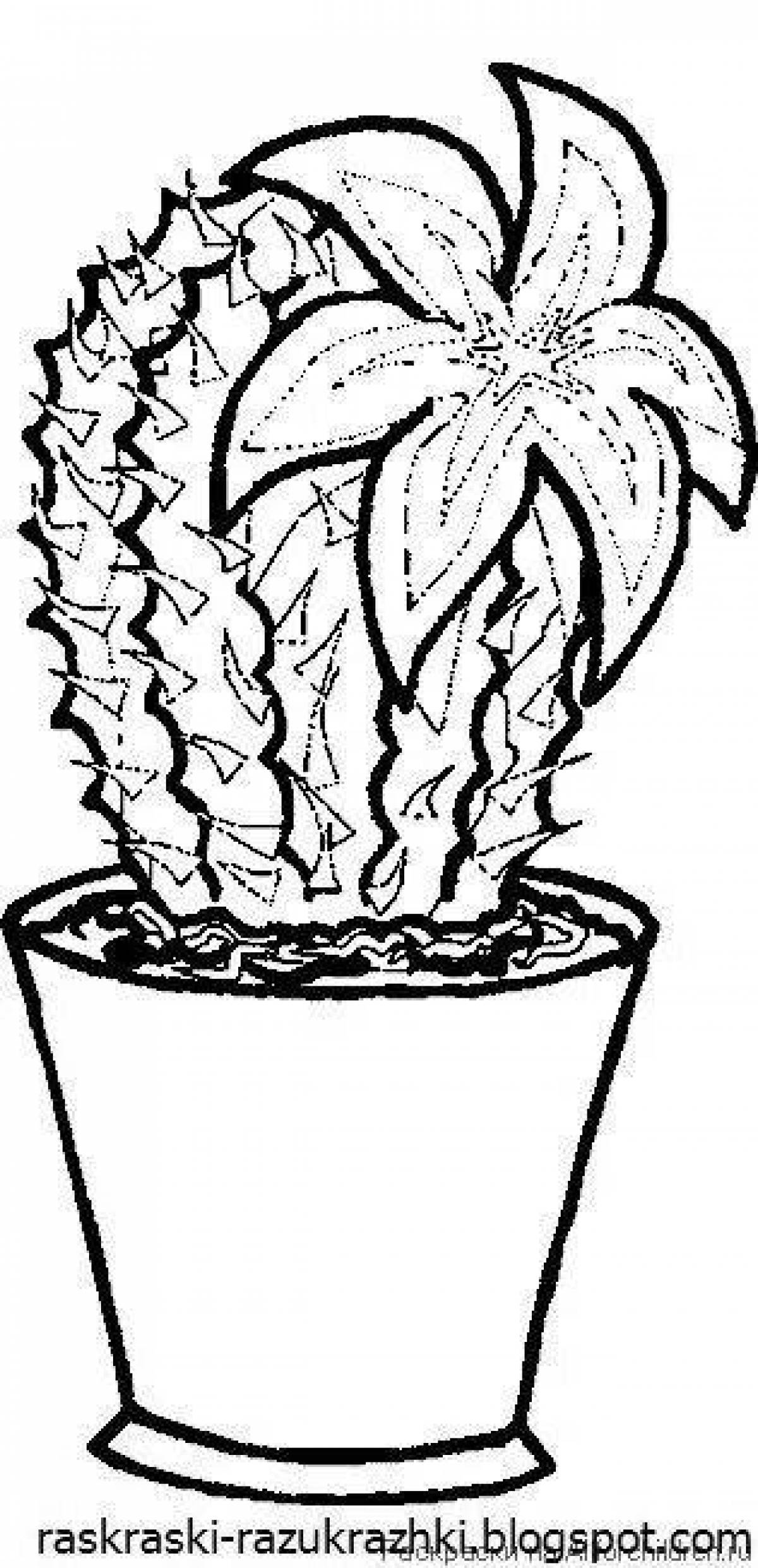Playful houseplant coloring page for 4-5 year olds