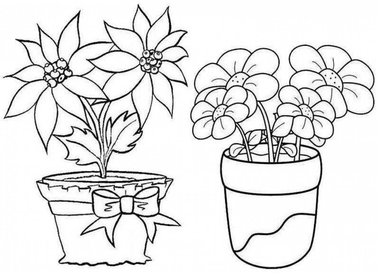 Раскраска сказочные комнатные растения для детей 4-5 лет