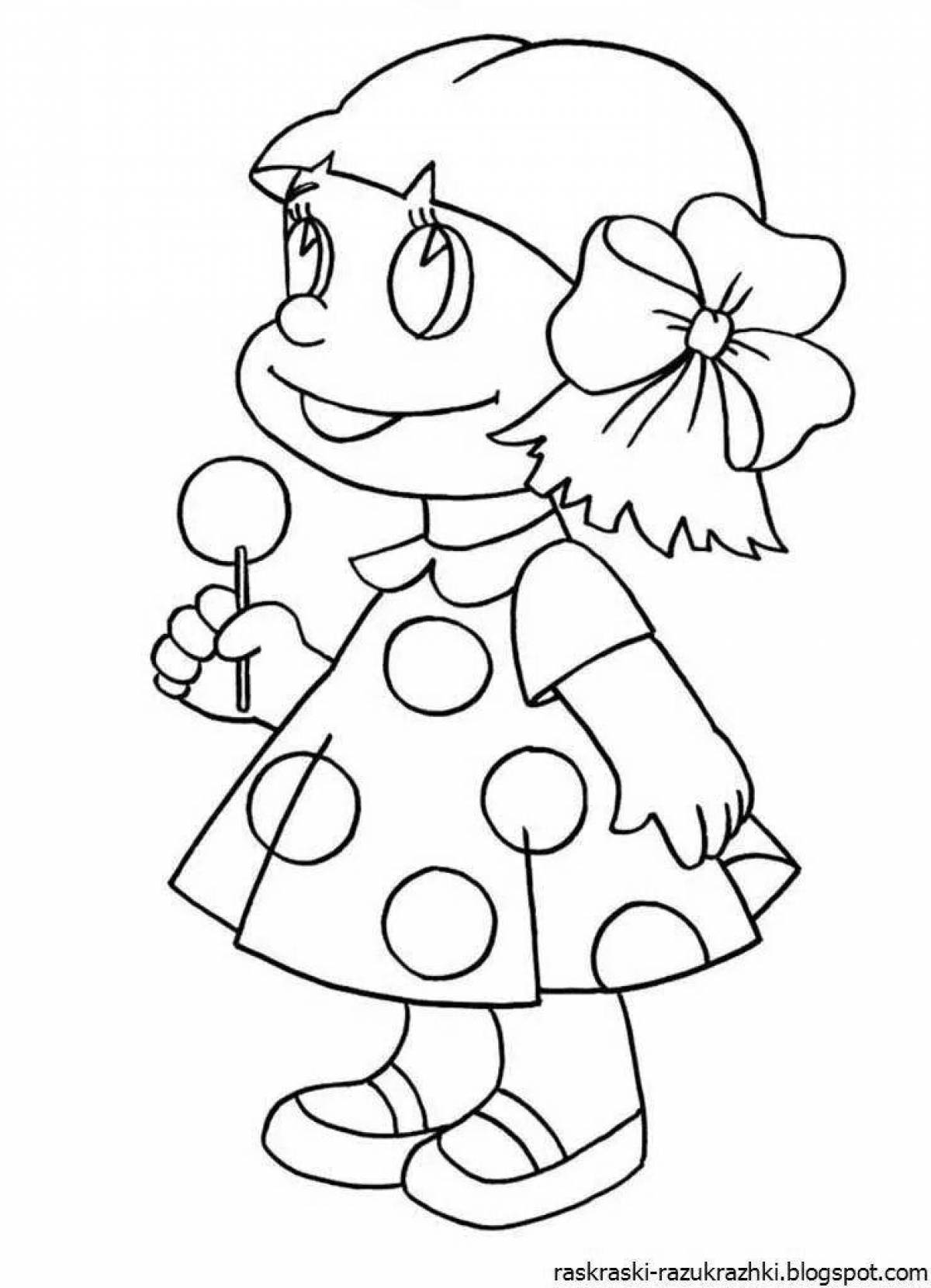 Adorable doll coloring book for 3-4 year olds