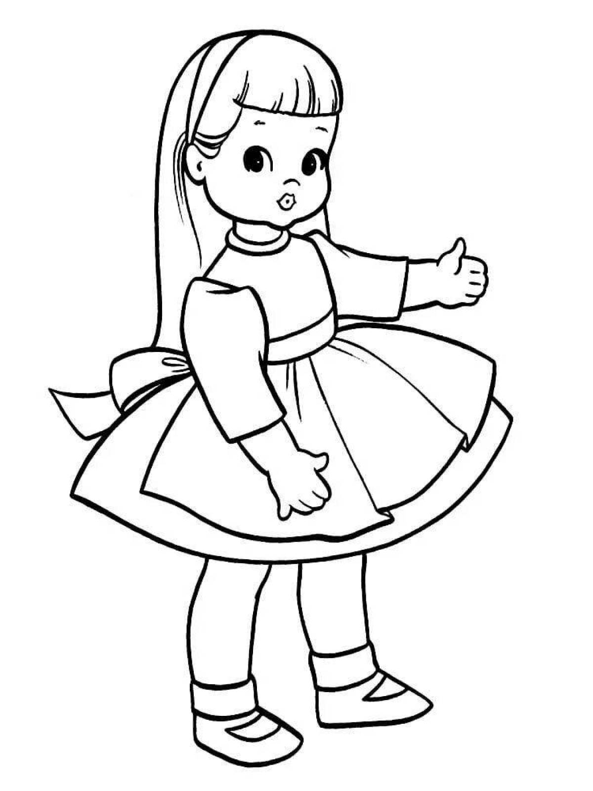 Cute doll coloring book for 3-4 year olds