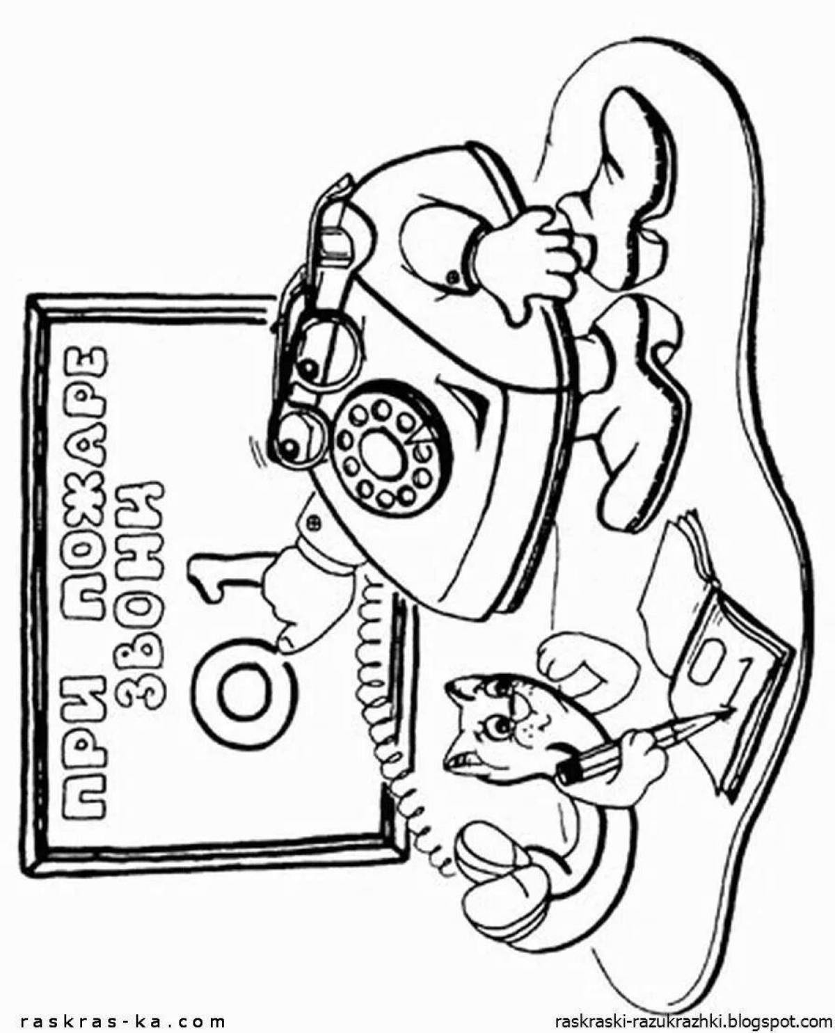 Fire safety coloring page