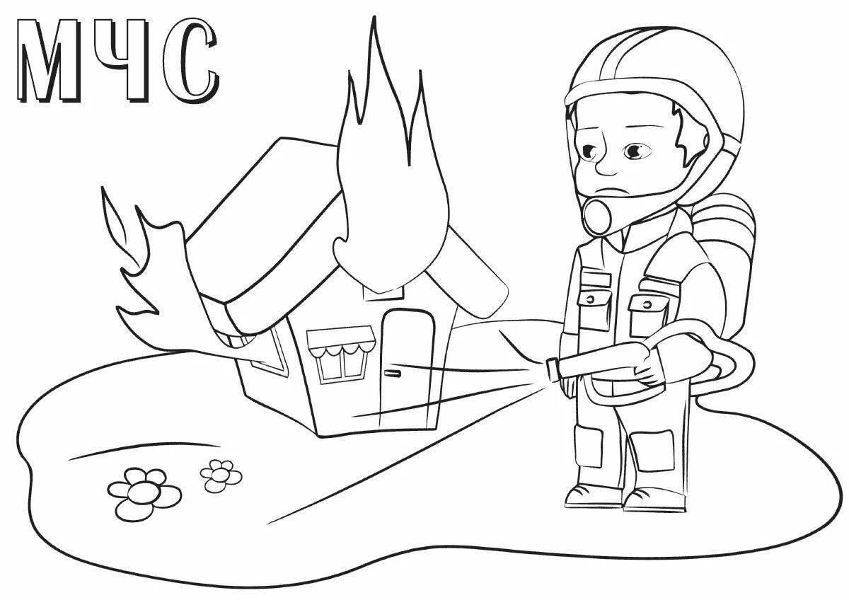 Great fire safety coloring page