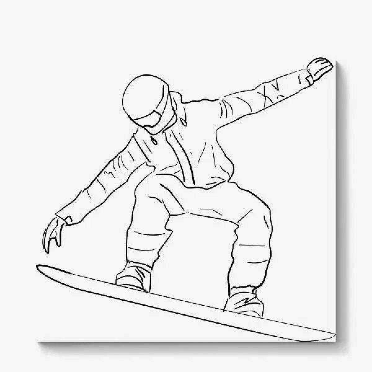 Coloring bright snowboarder