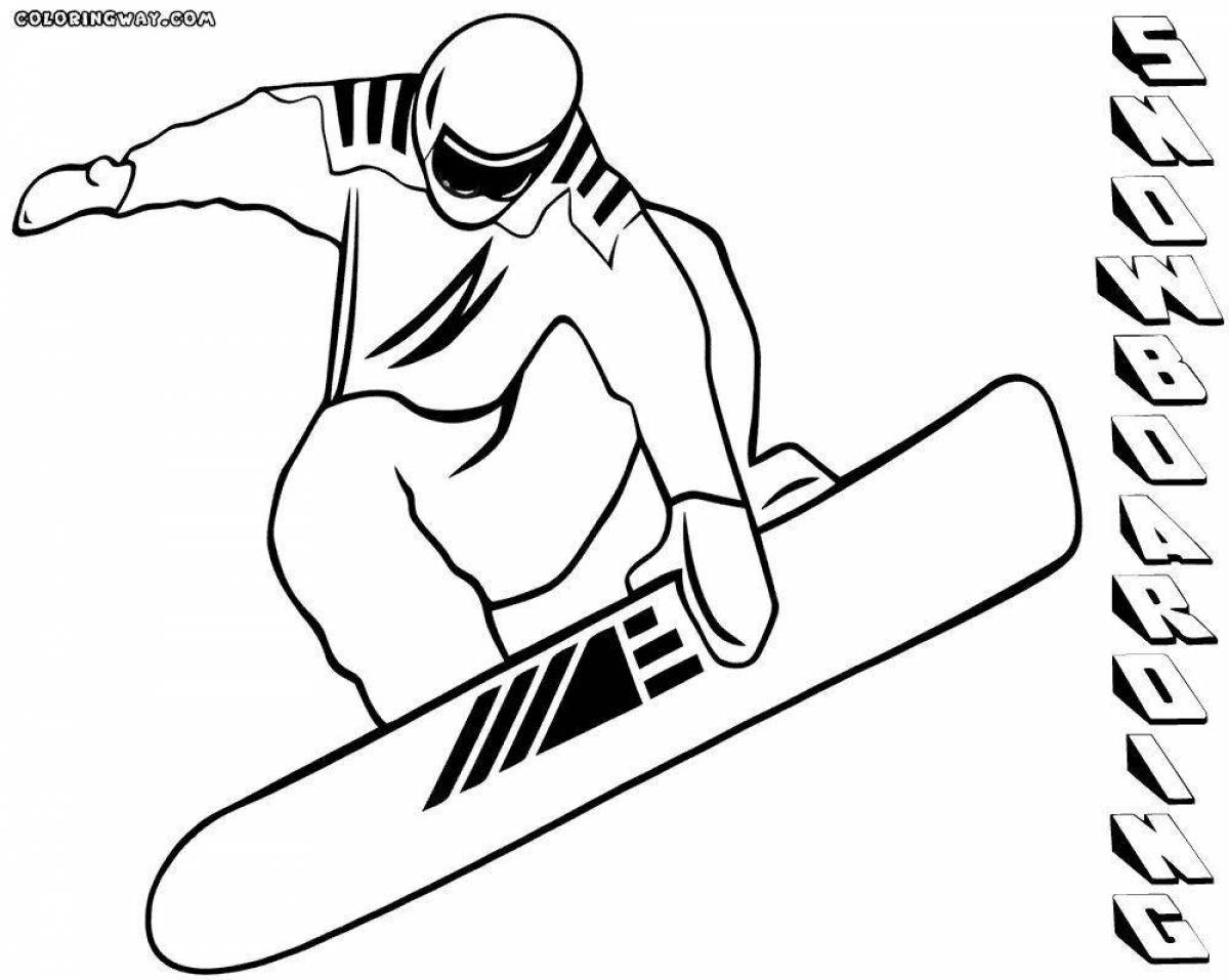 Dynamic snowboarder coloring page