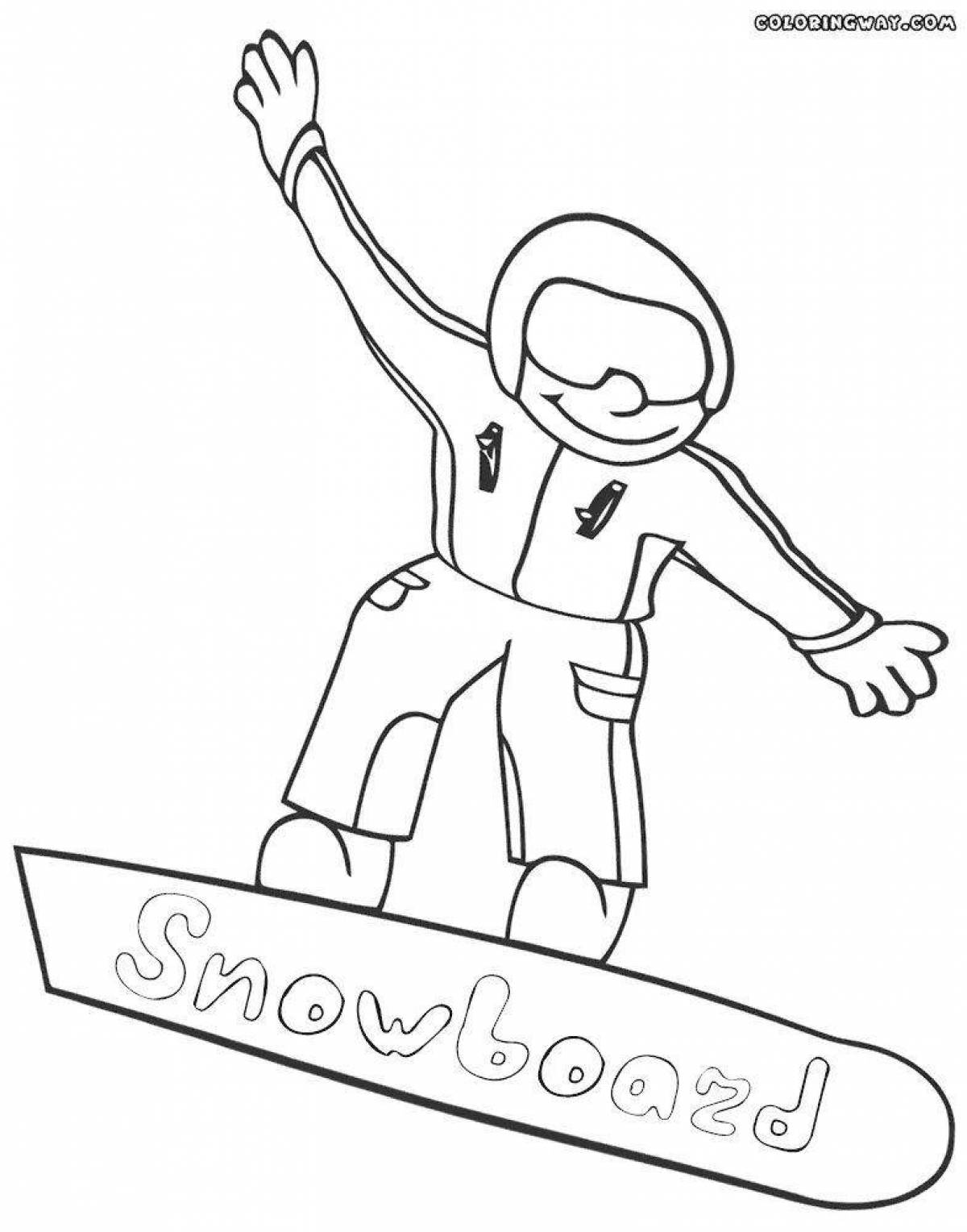 Раскраска проворный сноубордист