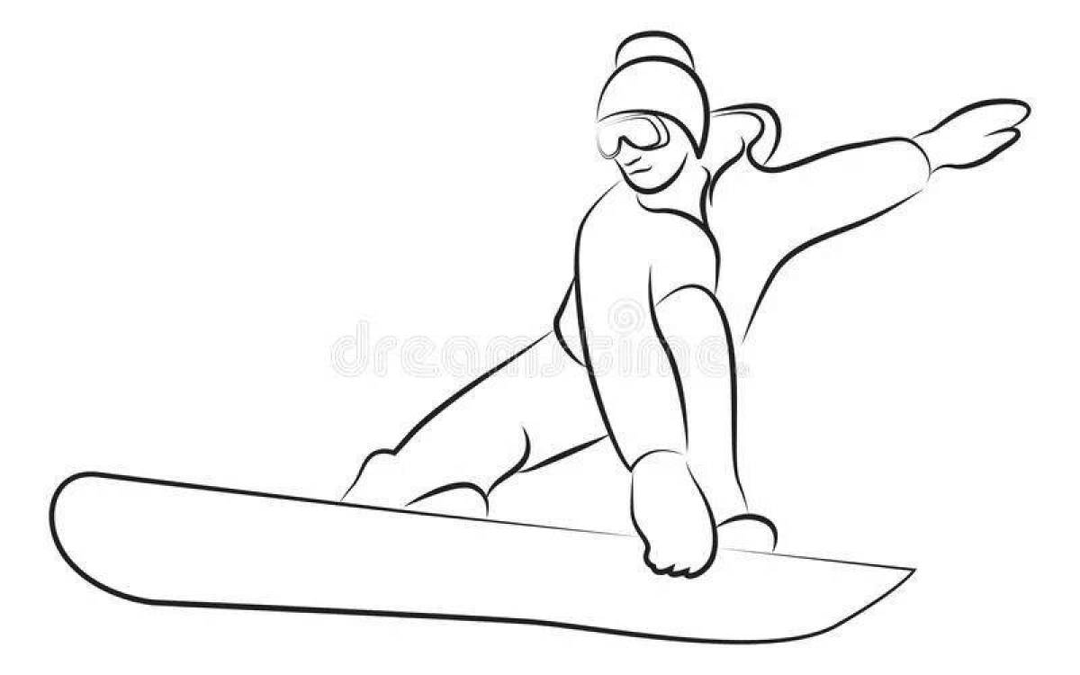 Sporty snowboarder coloring page