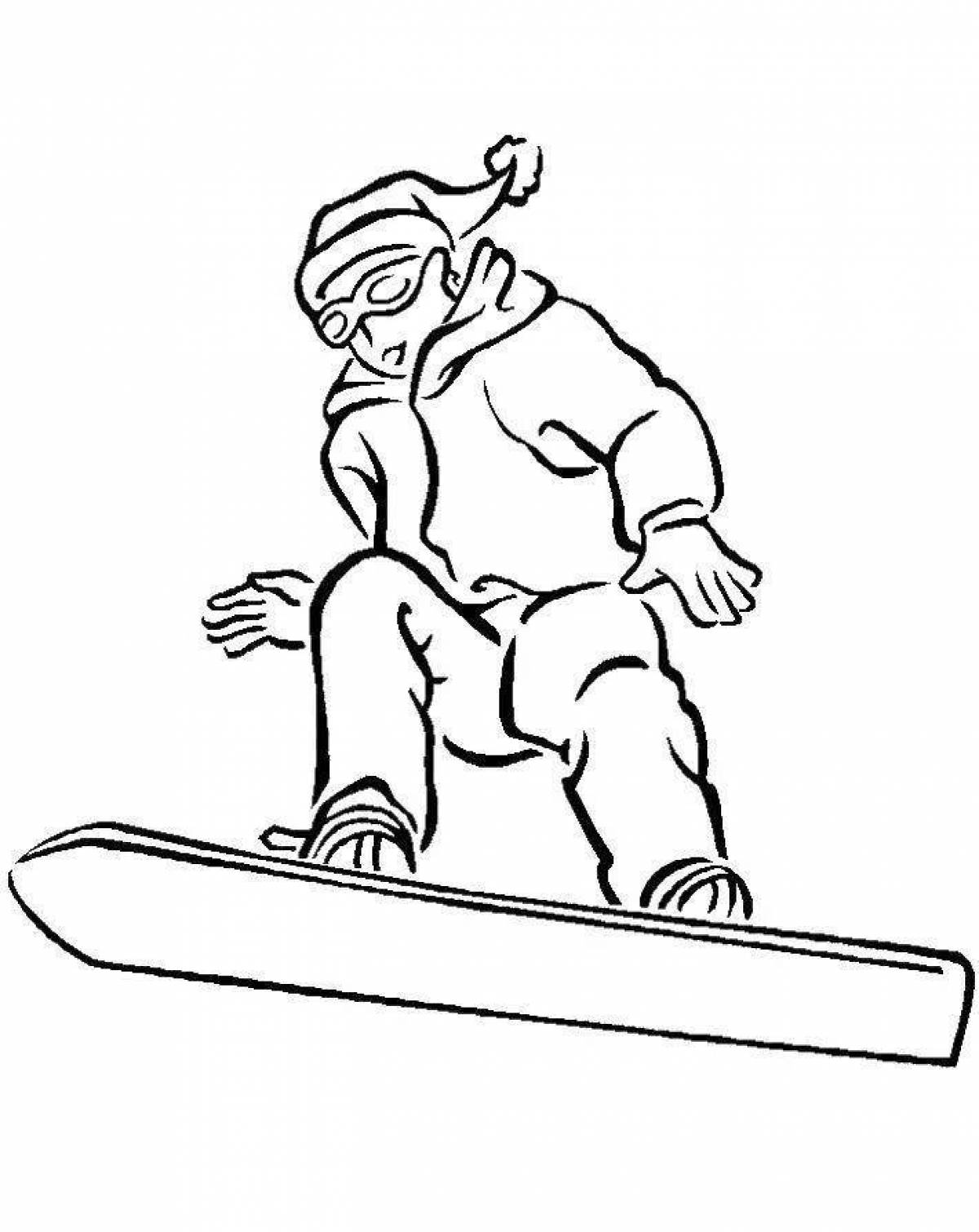 Coloring book confident snowboarder
