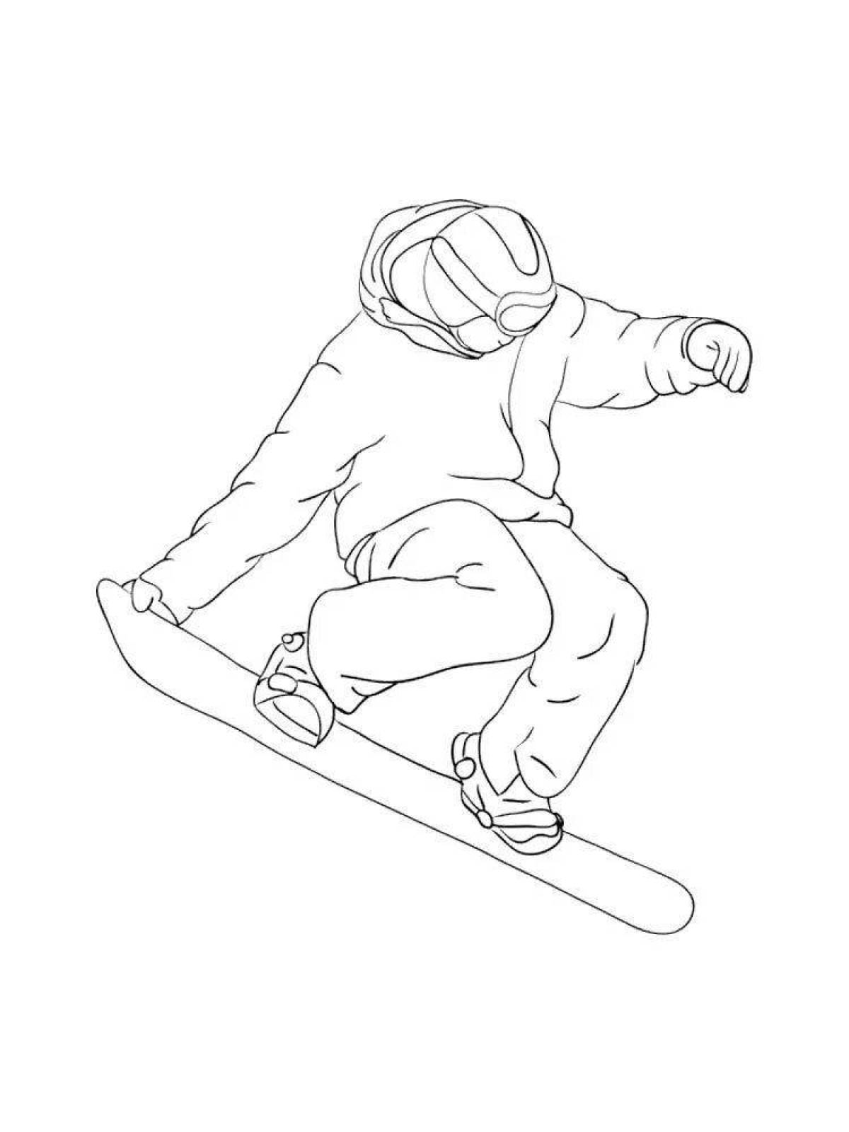 Fearless snowboarder coloring page