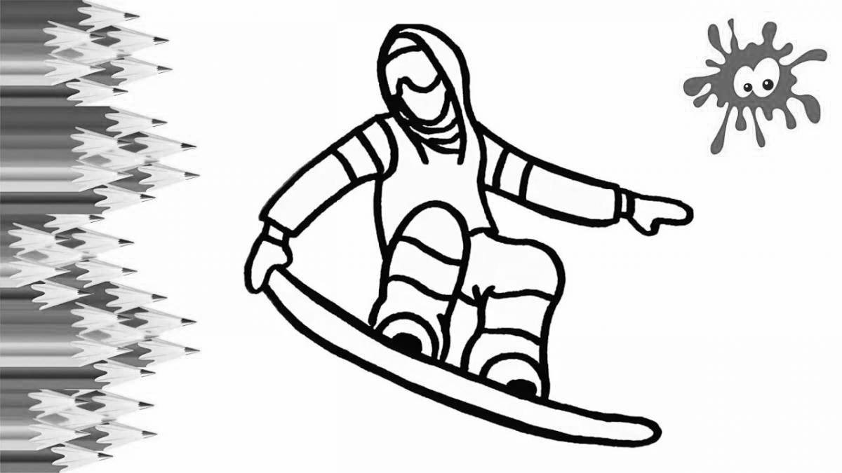 Courageous snowboarder coloring page