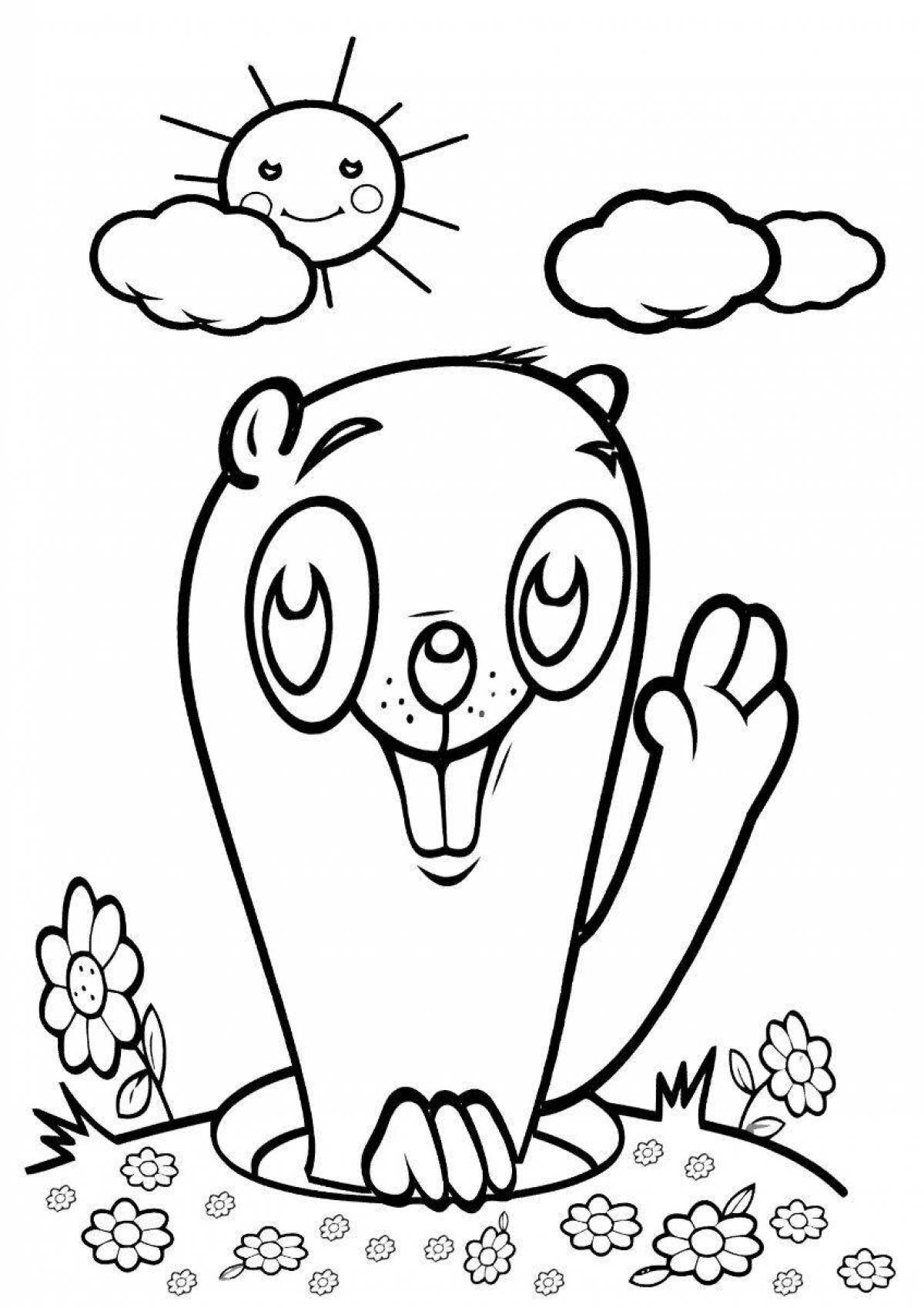 Coloring cute gopher
