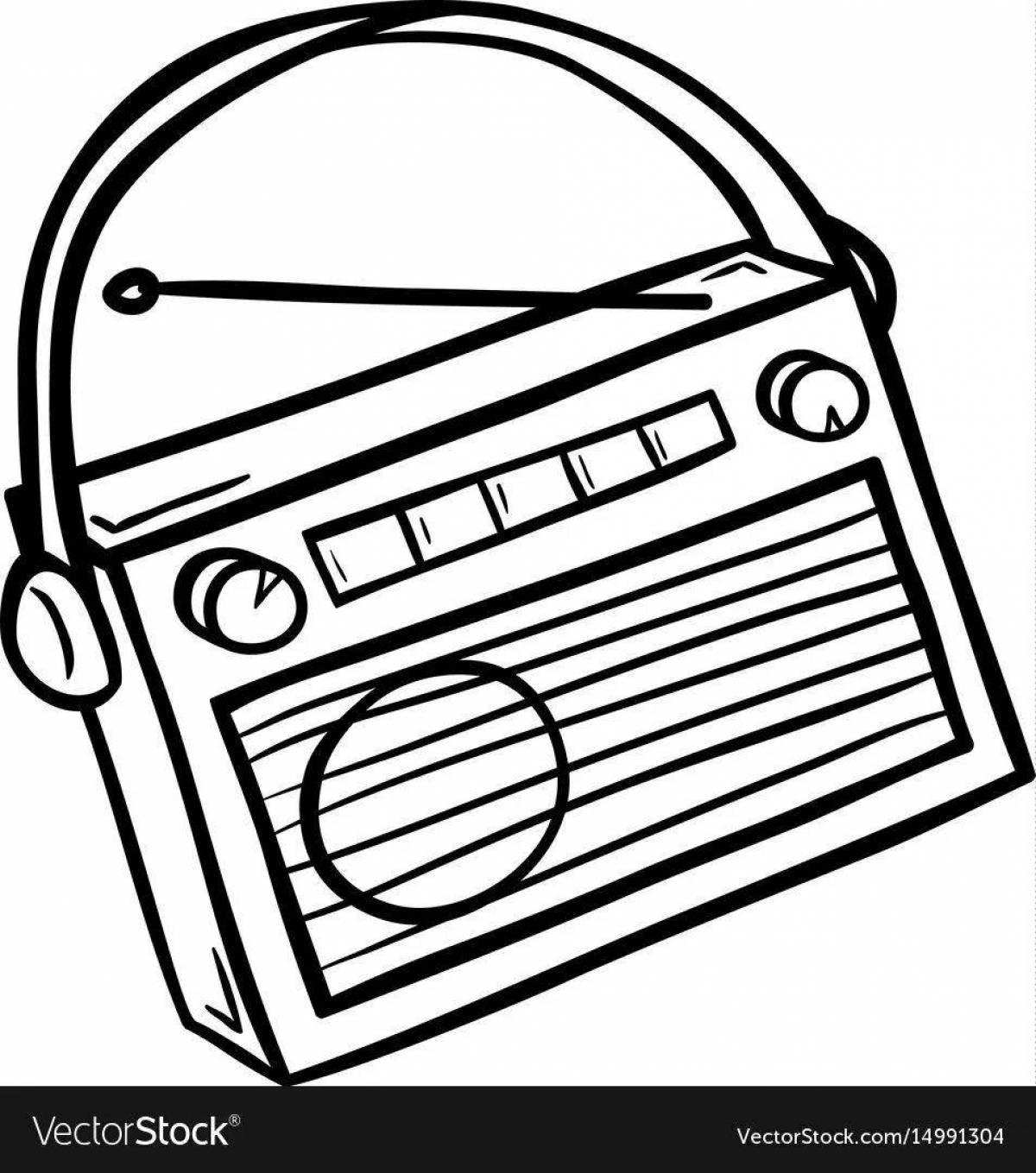 Glowing radio coloring page