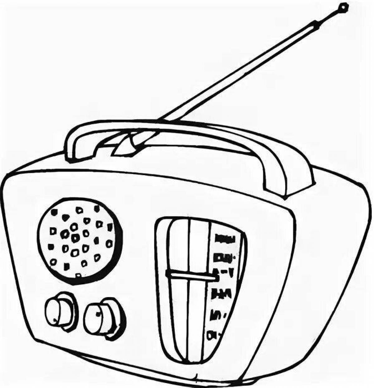 Colorful glowing radio coloring book