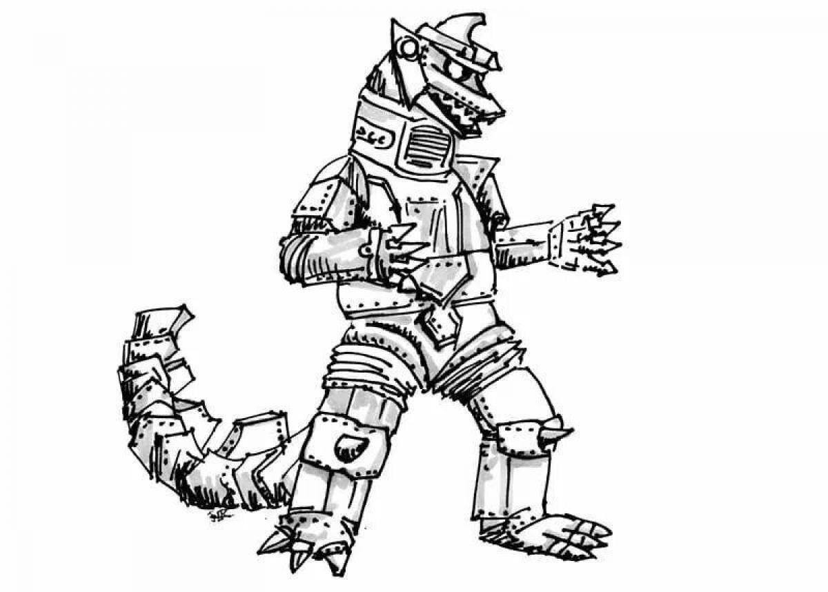 Colorfully colored mechagodzilla coloring page