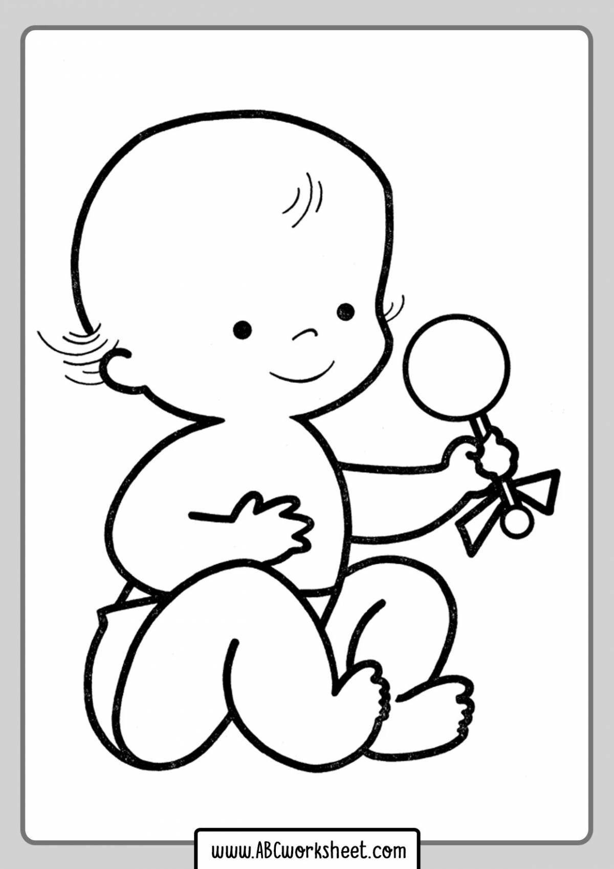 Animated coloring baby doll