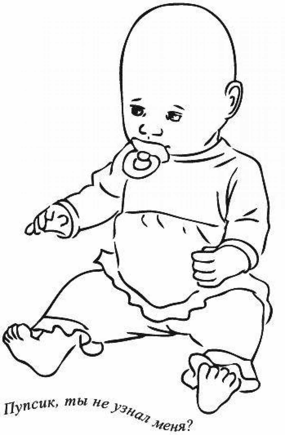 Fluffy baby doll coloring book