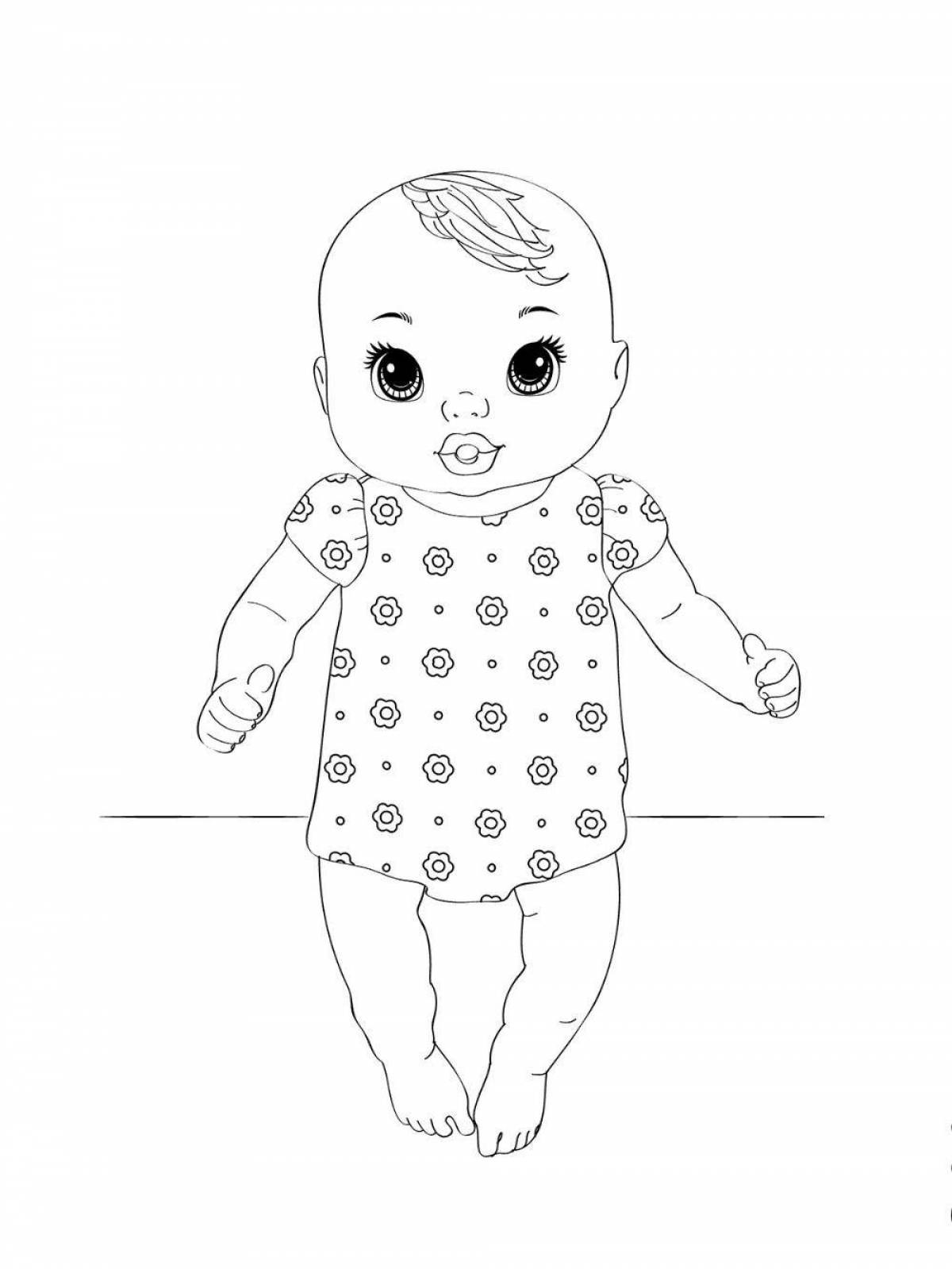Serene baby doll coloring page