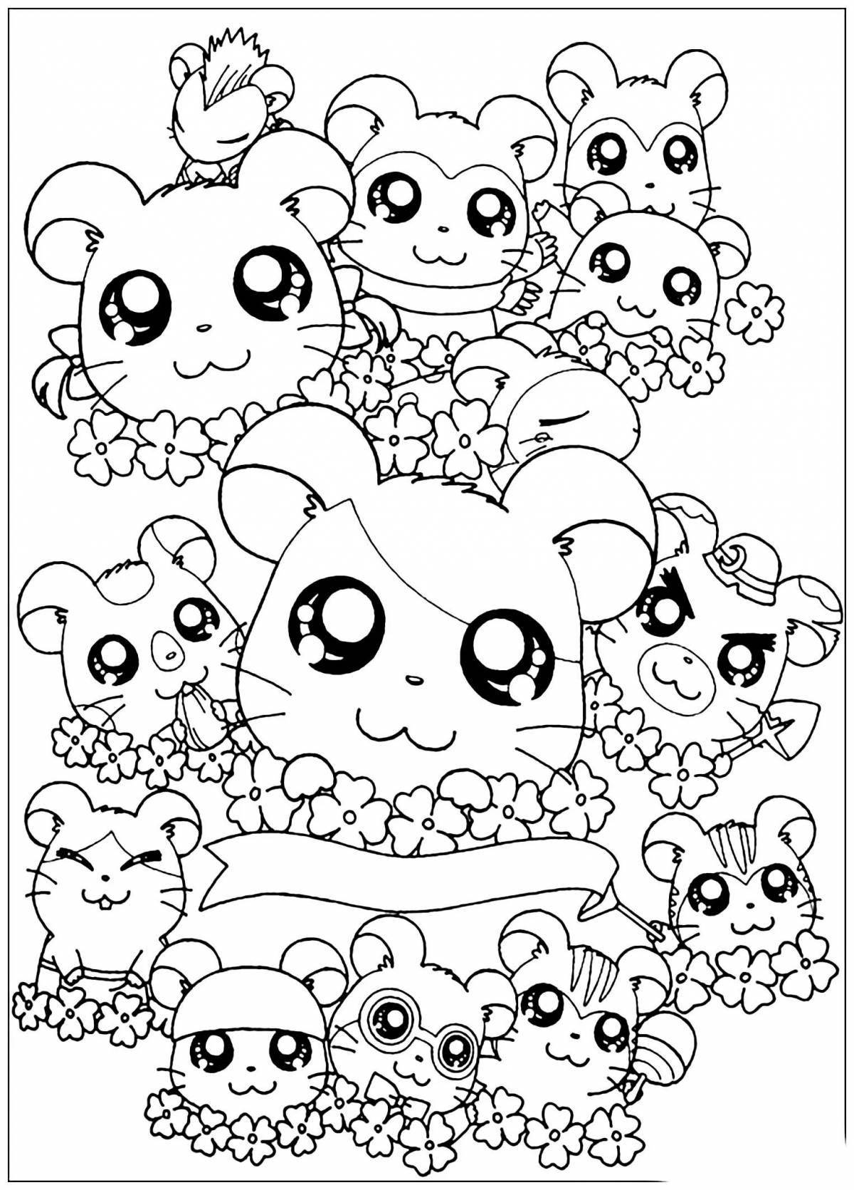 Adorable kawaii coloring page