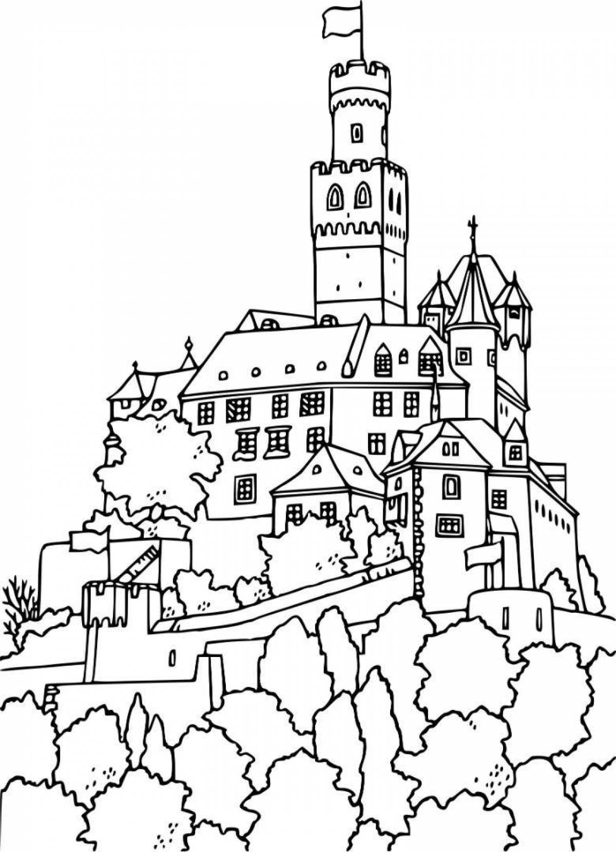 Majestic old castle coloring book