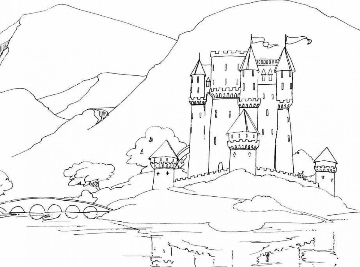 Charming old castle coloring book