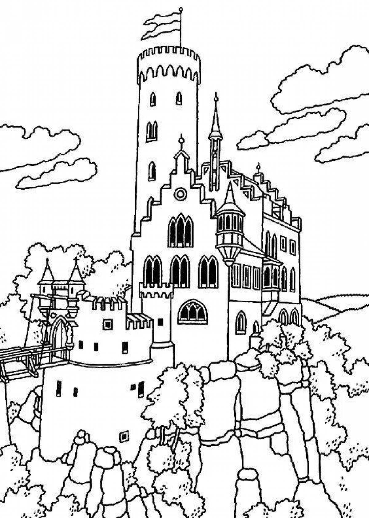 Увлекательная раскраска старый замок