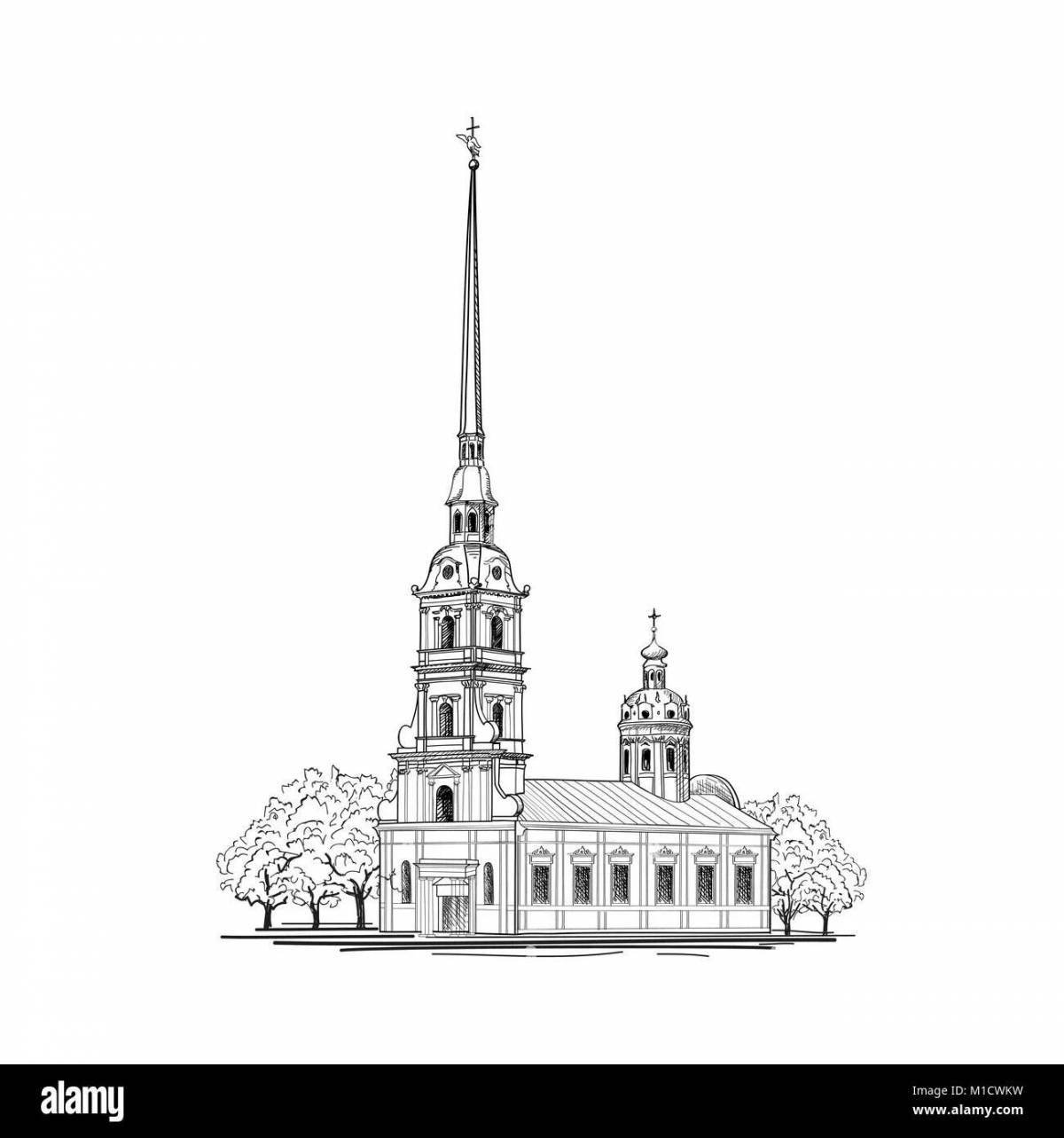 Coloring page elegant Peter and Paul Fortress