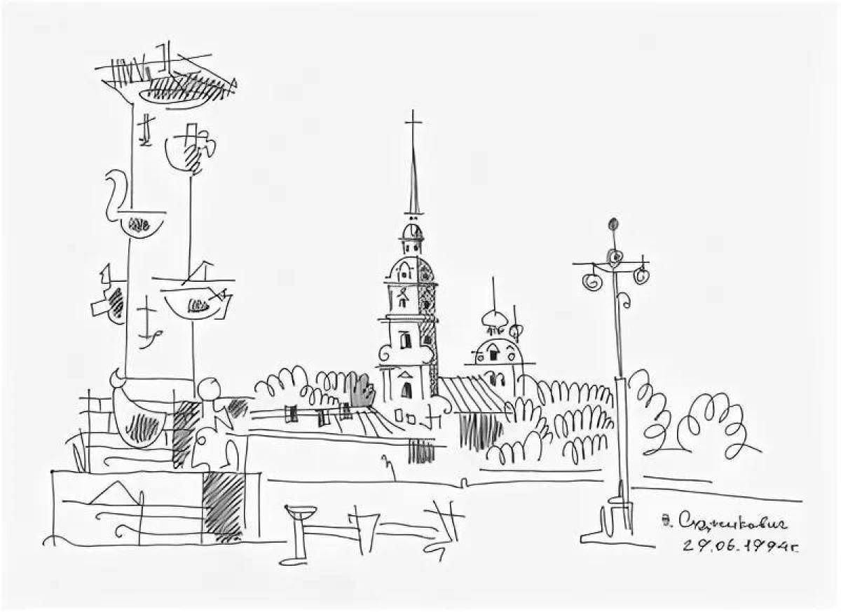 Coloring page luxurious Peter and Paul Fortress