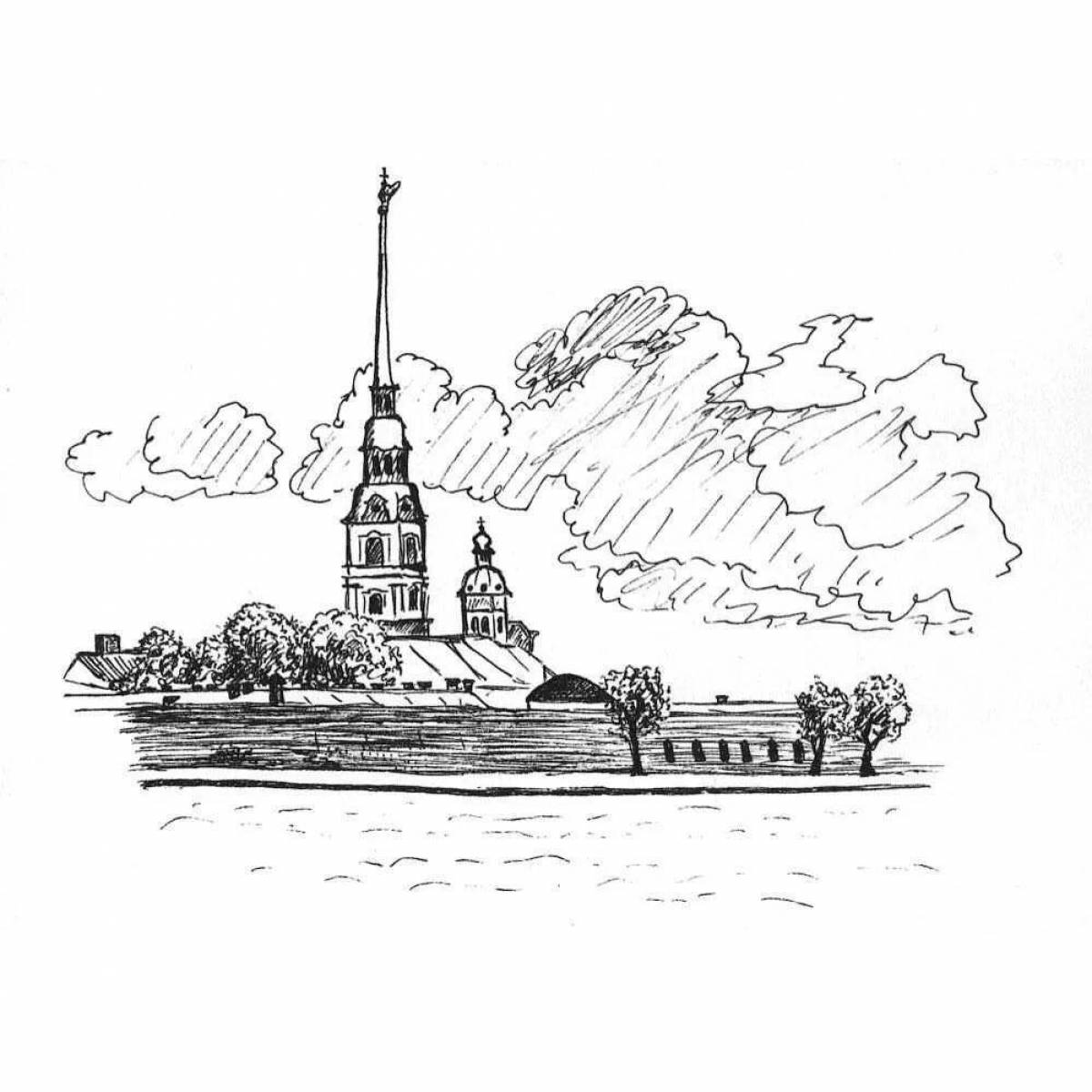 Петропавловская крепость рисунок карандашом - 59 фото