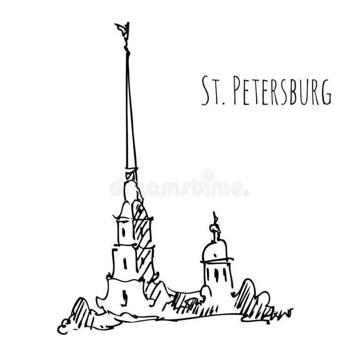 Colorfully detailed Peter and Paul Fortress coloring book