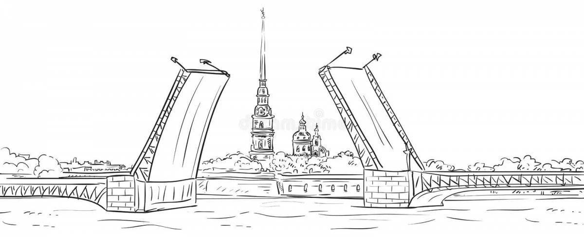 Красиво иллюстрированная петропавловская крепость раскраска