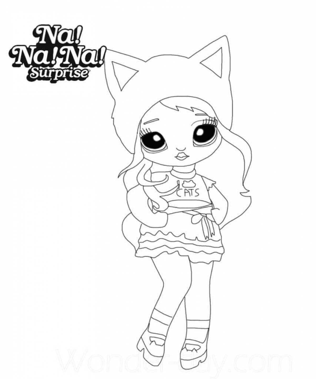 Cute lily kitty coloring page