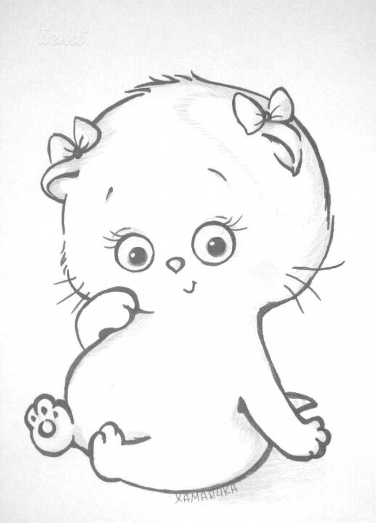 Coloring page adorable lily kitty