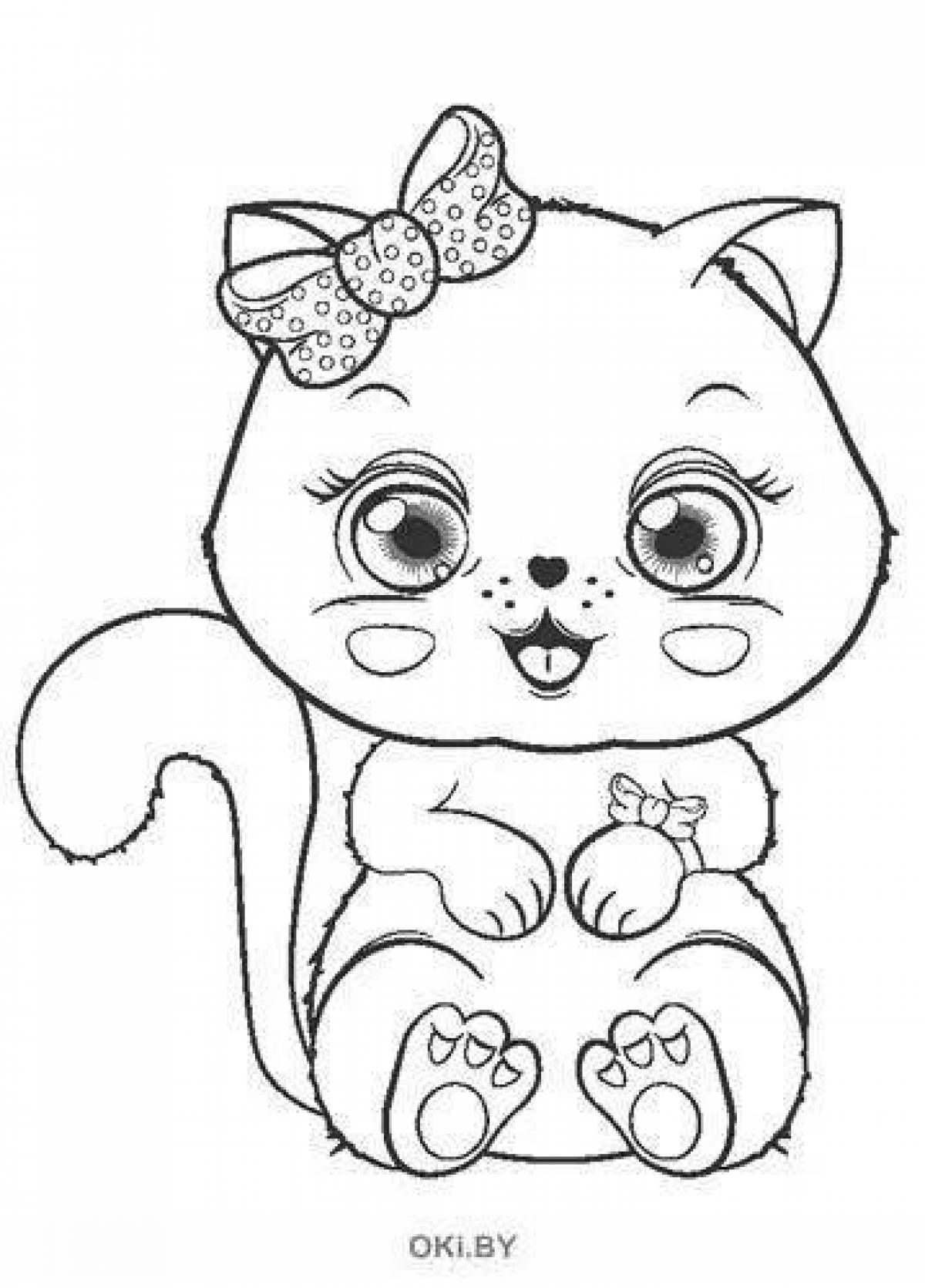 Adorable lily kitty coloring page