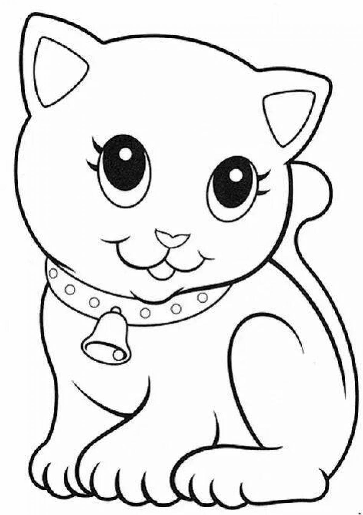 Joyful lily kitty coloring page