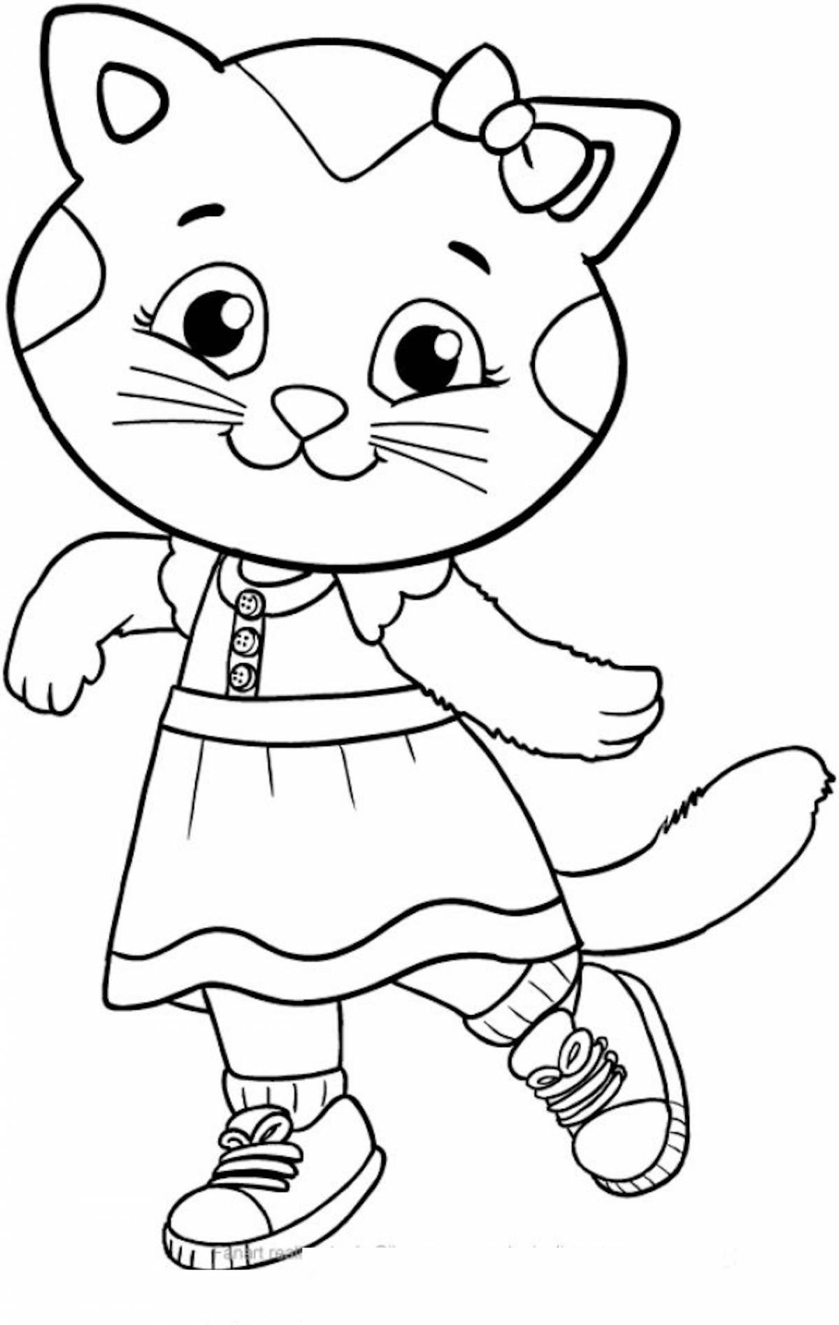 Coloring funny lily kitty