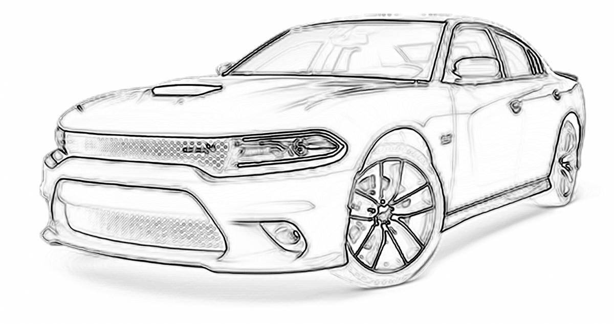 Daring dodge challenger coloring page