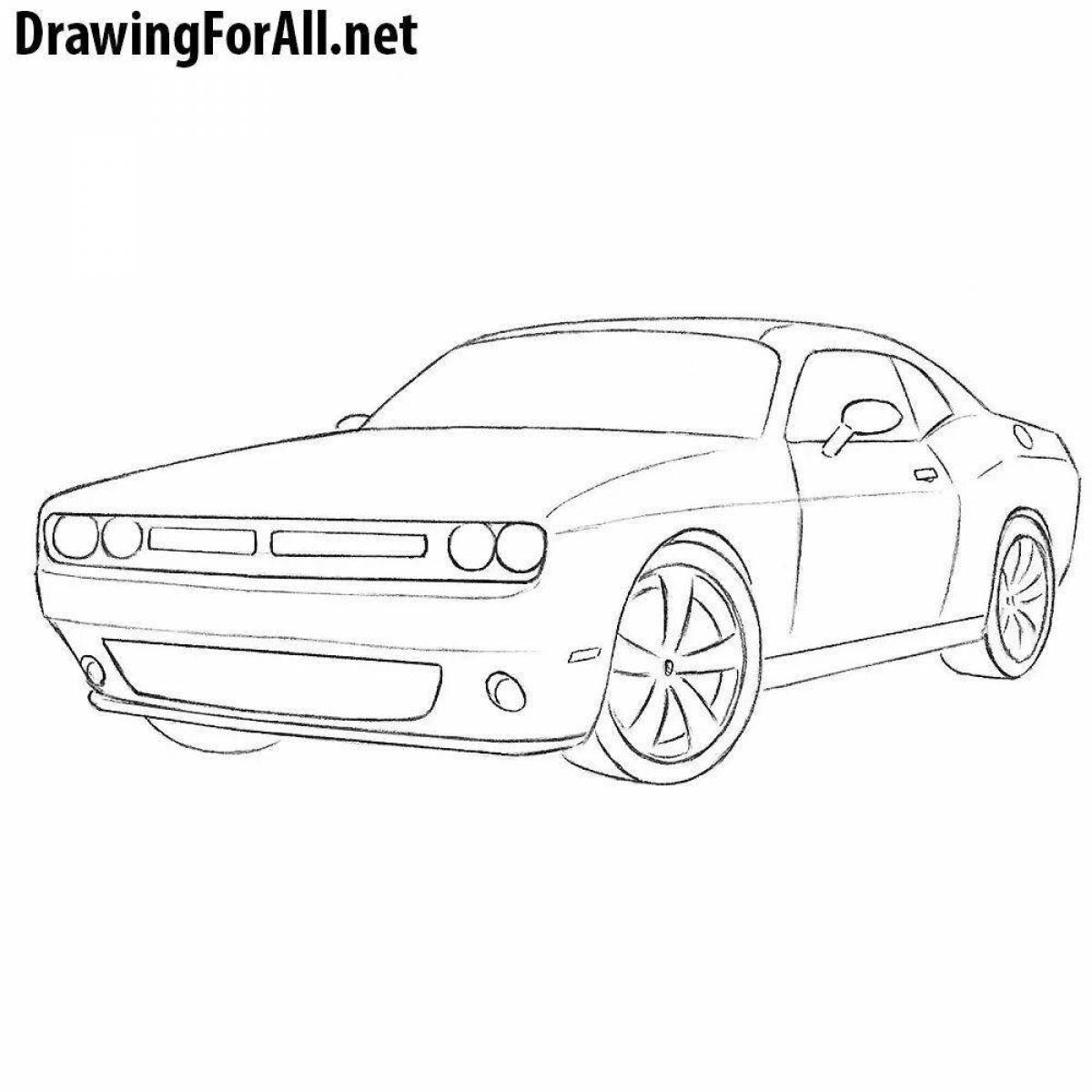 Amazing dodge challenger coloring page