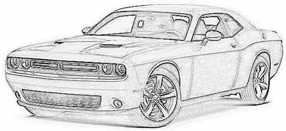 Majestic dodge challenger coloring page