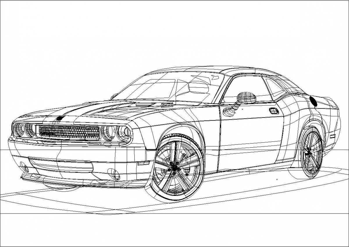Grand dodge challenger coloring page