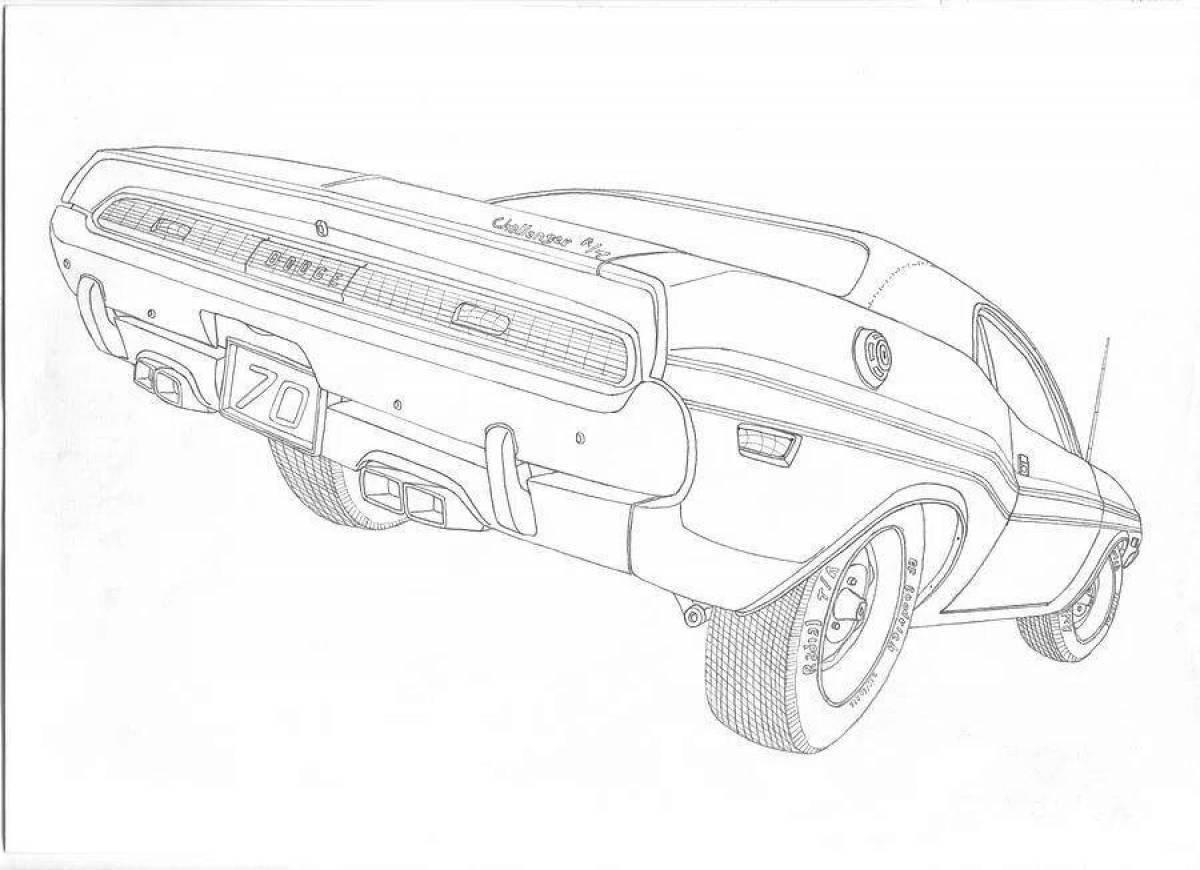 Dodge challenger animated coloring page
