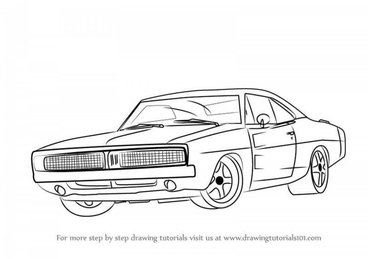 Playful dodge challenger coloring page