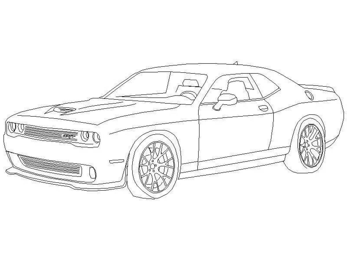 Jovial Dodge Challenger Coloring Page