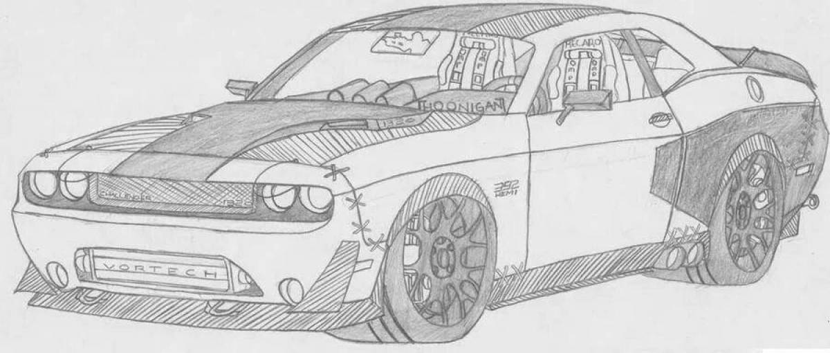 Dodge challenger funny coloring book
